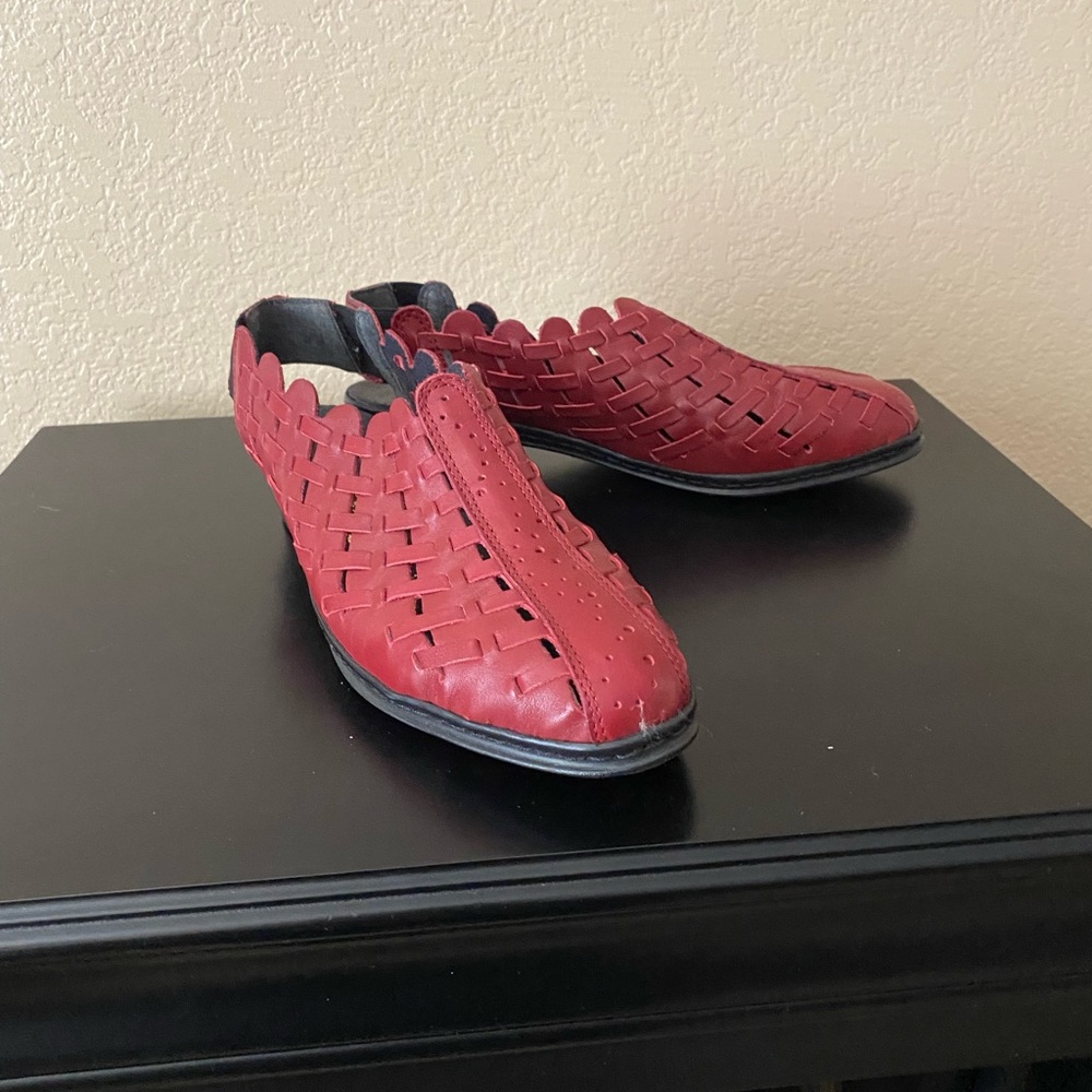 Rieker Red Sandals with Perforated Design